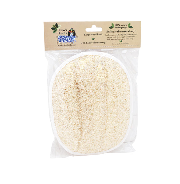 Natural bath sponge, large round bath loofah and back scrubber