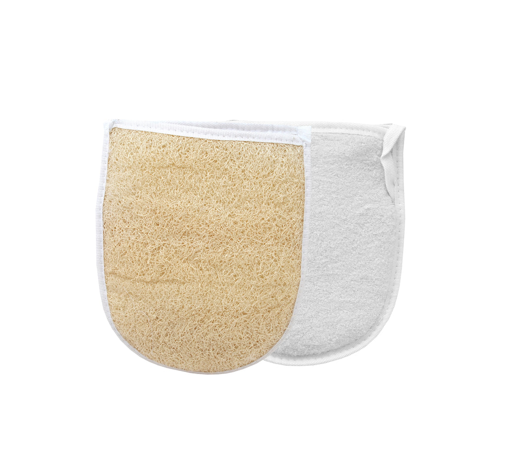 Bath sponge mitt one-sided bath loofah ( Terry cotton cloth on back )
