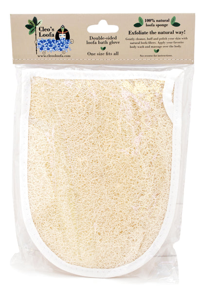 Bath sponge mitt with double-sided bath loofah