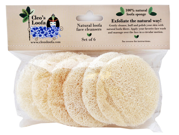 Natural face sponge loofah and exfoliating sponge for face (set of 6)